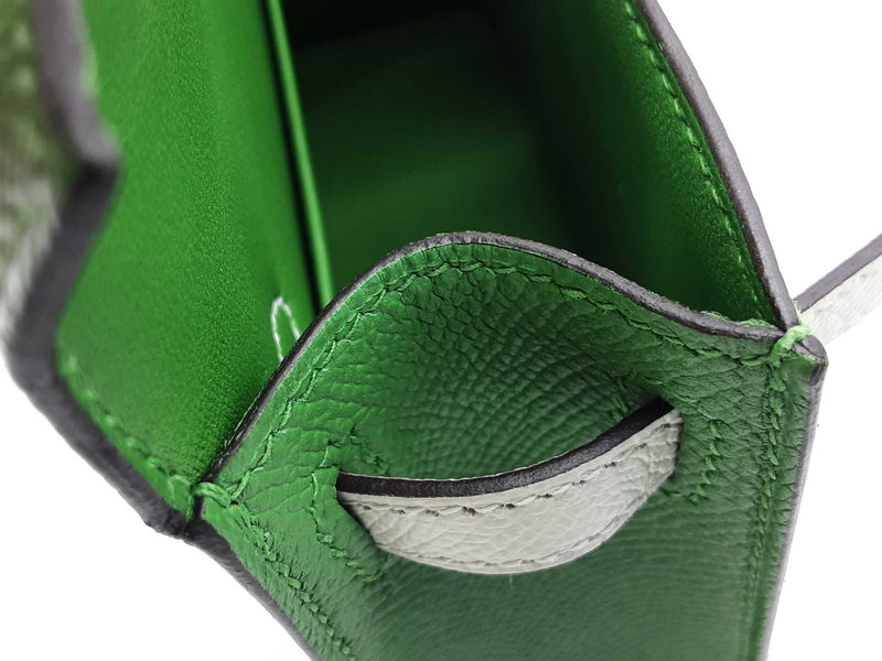 Hermes Mini Kelly Tricolor Green Gray Epsom Palladium Hardware Bag Do0925oxzxzde