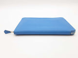 Hermes Azap Bleu Paradis Blue Swift Leather Zippy Wallet Clutch Do0326crxde