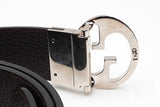 Gucci Black & Brown Leather Reversible Belt With Silver Tone Buckle Eb1225lxzdu