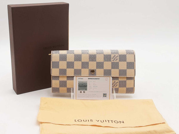Louis Vuitton Sarah Damier Azur White Wallet Aa1025orzsa