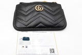 Gucci Black Calfskin Matelasse Gg Marmont Zip Key Pouch Wallet Eb0925oxzdu