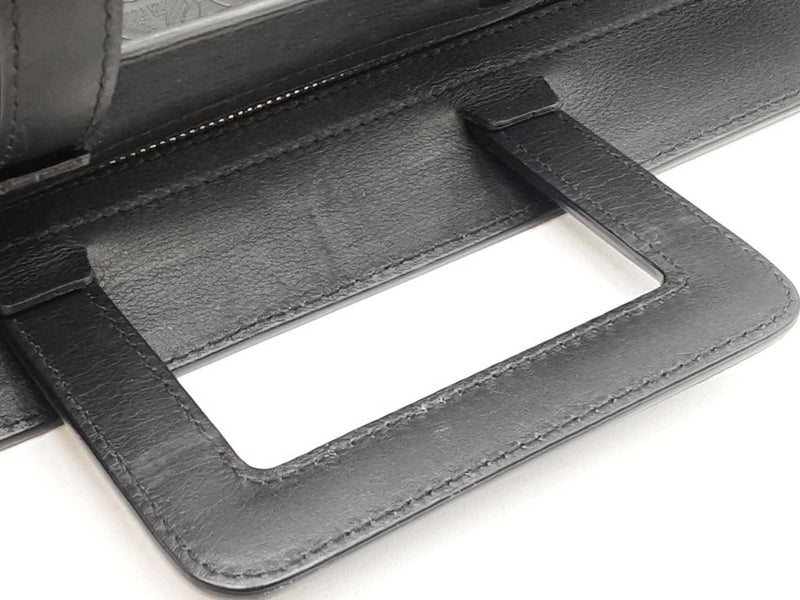Salvatore Ferragamo Gancini Embossed Black Leather Laptop Briefcase Fw0825rxzdu