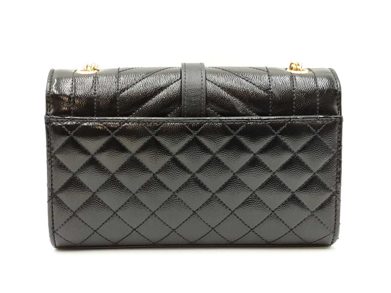 Yves Saint Laurent Envelope Shoulder Bag In Black Matelassé Leather Fw0425czxdu