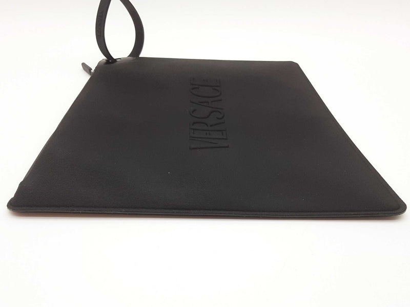 Versace Black Nylon Zip Pouch Clutch Do0925lxzde