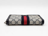 Gucci Ophidia Zip Around Wallet In Gg Supreme Canvas & Navy Calfskin Fw0626prxdu