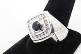 Diamond & Blue Gemstone Ring In 14k White Gold 16.7 Grams Size 14.25 Eb0926srxsa