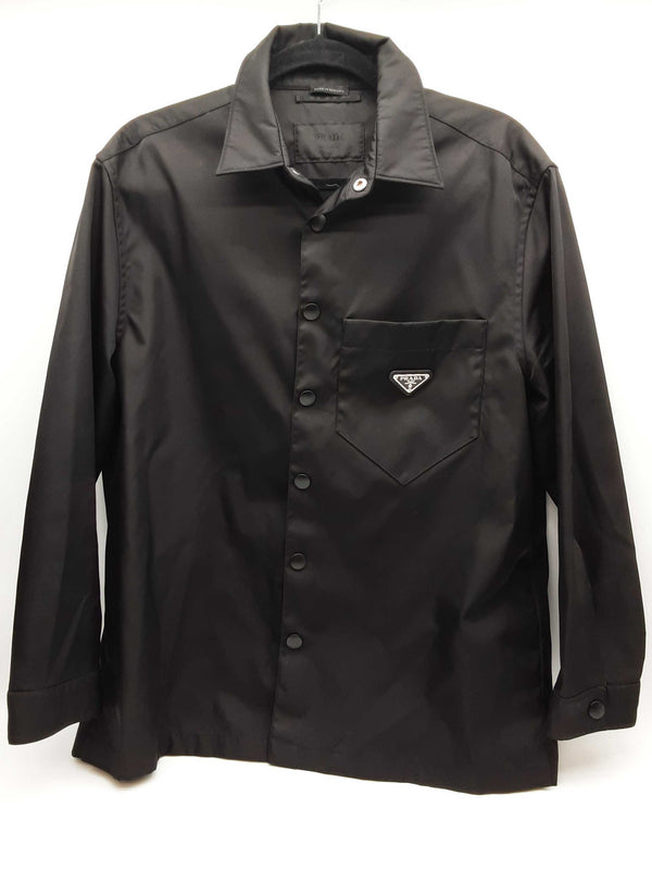 Prada Re-nylon Black Long Sleeve Snap Button Up Shirt Size Sm Do0425wxzde