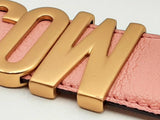 Moschino Pink Leather Belt With Gold Tone Lettering Logo Buckle Fw1224crsa