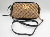 Gucci Gg Tan Canvas Marmont Matelasse Diagonal Quilted Crossbody Bag Do1024wxzde