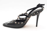 Valentino Rockstud Undercover Ankle Strap Black Leather Heels Size 37 Eb1224exsa