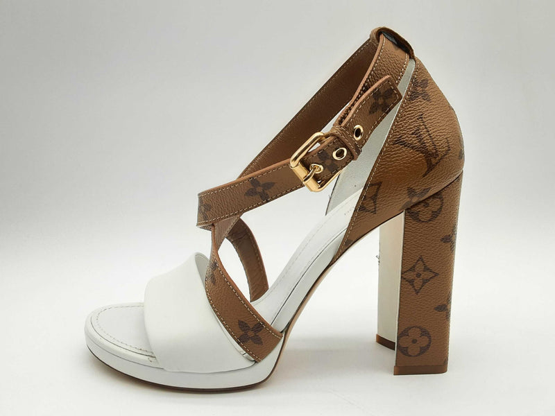 Louis Vuitton Reverse Monogram Matchmake Cross Strap Heels Size 40 Fw1124oorde