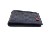 Gucci Guccissima Web Bifold Wallet In Embossed Navy Blue Leather Fw1225crdu