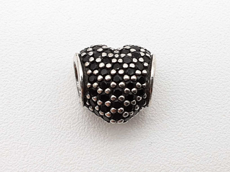 Pandora Pave Set Black Cz Heart 0.925 Sterling Silver Charm Do0424rde