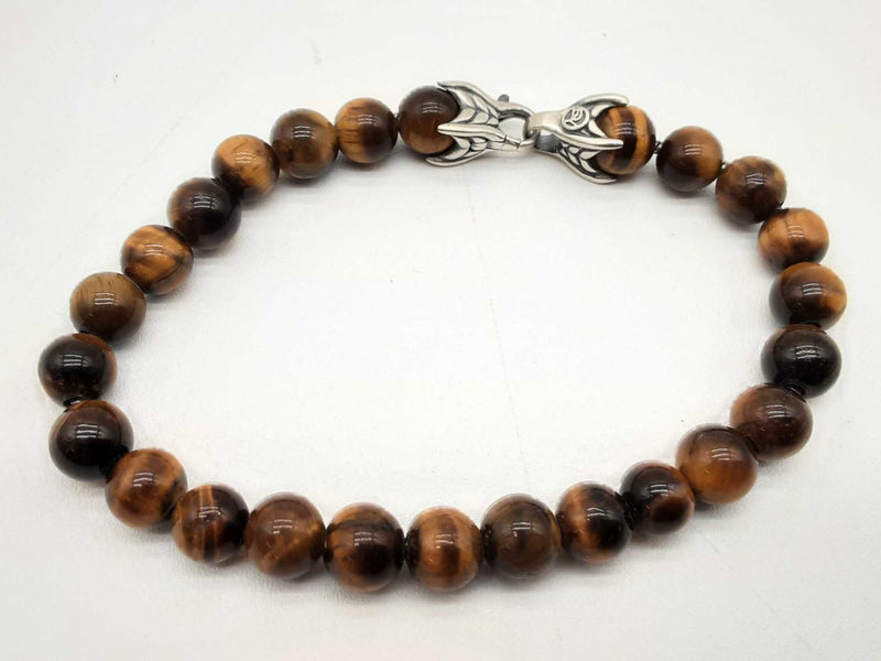 David Yurman 0.925 Silver 24.4g Tigers Eye Bead Bracelet 7.5 In Do1024loxde