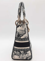 Christian Dior Lady D-lite Black & White Embroidered Top Handle Bag Eb1225lrxzde