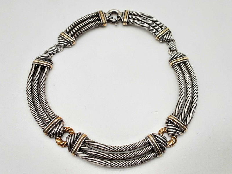 David Yurman 0.925 Sterling Silver 124.5g Rope Choker 18 In Do1124pxzde