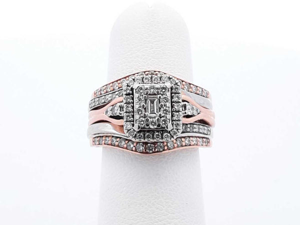 0.84 Cttw Diamond & Rose Gold Bridal Set 8 Grams Size 4.75 Fw0824prxdu