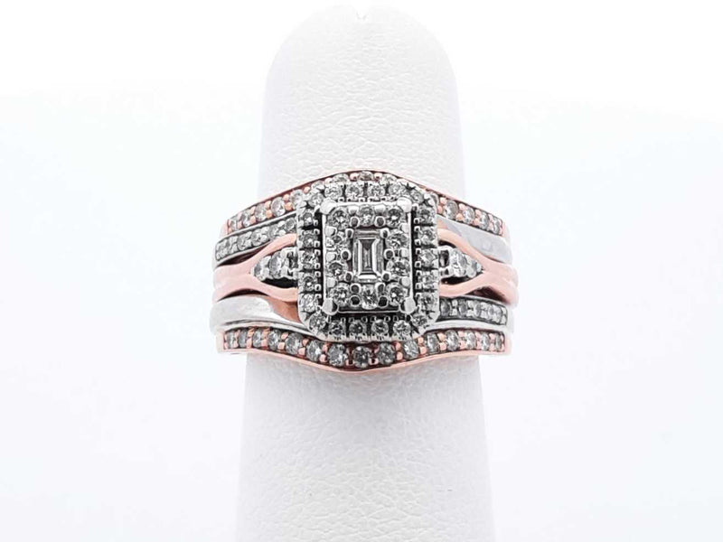 0.84 Cttw Diamond & Rose Gold Bridal Set 8 Grams Size 4.75 Fw0824prxdu