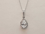 1.0 Cttw Lab Grown Diamonds 14k Wg 1.4g Pear Pendant Necklace 18 In Do1225wcsde