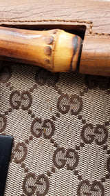 Gucci Gg Monogram Canvas Bamboo Bullet Satchel Bag Eb1225lerdu