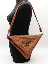Mcm Himmell Triangle Pouch In Cognac Lauretos Coated Canvas Fw0725crdu