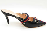 Gucci 549617 Malaga Horesbit Blue Web Mule Heels Size Eu 36.5 Do0825lxzde