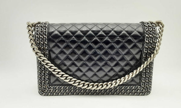 Chanel Glazed Calfskin Quilted Boy Chained Flap Hs0224orxzsa