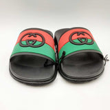 Gucci Gg Interlocking Black Rubber Sliders Size 6.5 Sd0525szdu