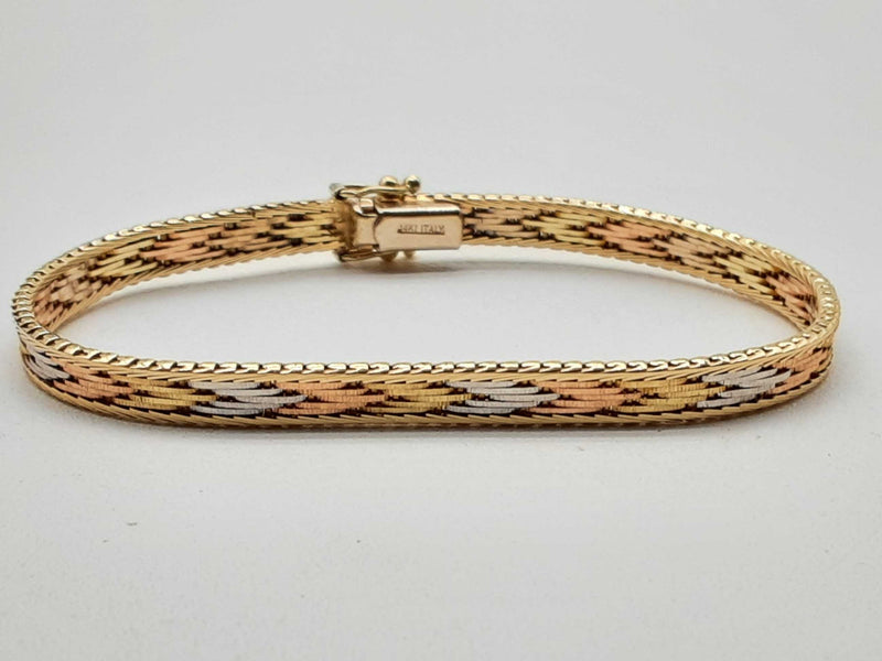 14k Tri-color Gold 11.8g Herringbone Bracelet 6.25 In Do1024orxde