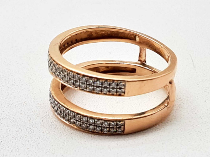 Approx 1.0 Ctw Diamonds 18k Rose Gold 6.2g Ring Guard Size 8.25 Do1225irxde