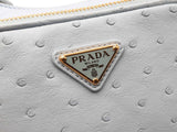 Prada Mini Shoulder Bag In Sky Blue Re-nylon & Ostrich Leather Fw0226lrxzdu