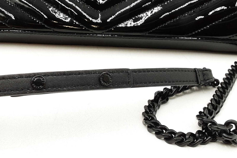 Yves Saint Laurent Patent Leather Cassandre Envelope Chain Wallet Eb1125rxzdu