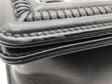 Chanel Medium Boy Bag Woven Leather Black Handbag Aa0425lexzsa