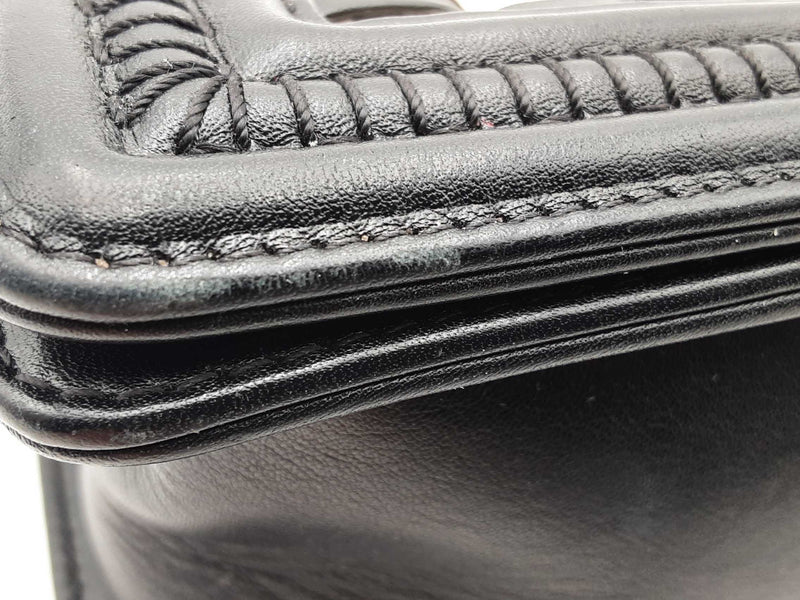 Chanel Medium Boy Bag Woven Leather Black Handbag Aa0425lexzsa