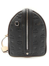 Mcm Ottomar Essential Black Logo Embossed Leather Boston Bag Do0825orxde