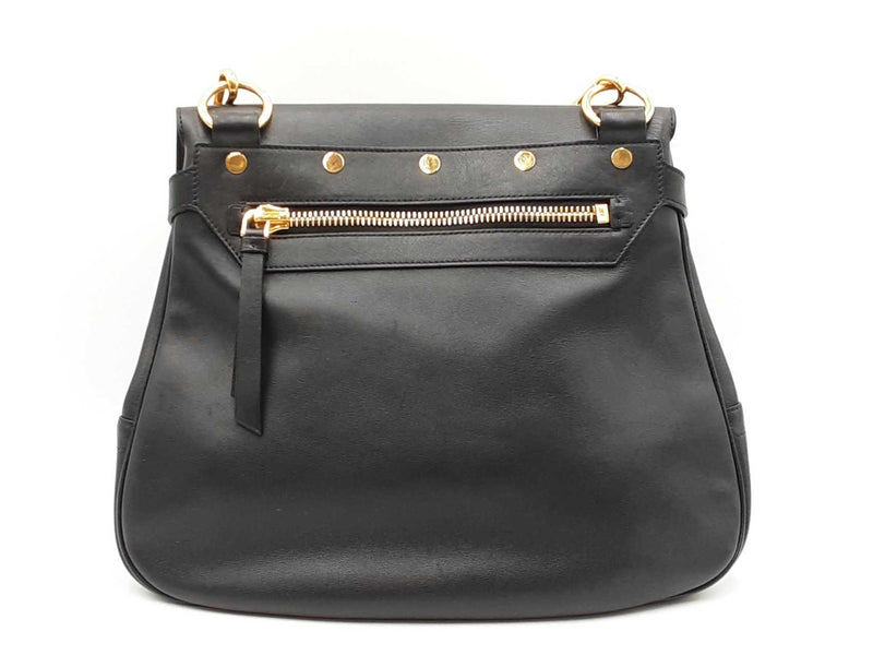 Tom Ford Zipper Strap Black Leather Shoulder Bag Fw0824pcrdu