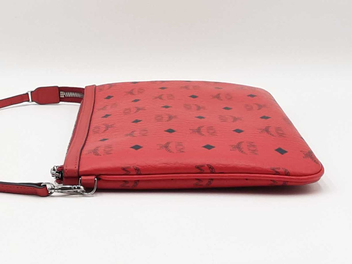 Mcm Zip Top Pouch In Ruby Red Visetos Coated Canvas Fw1215lprdu