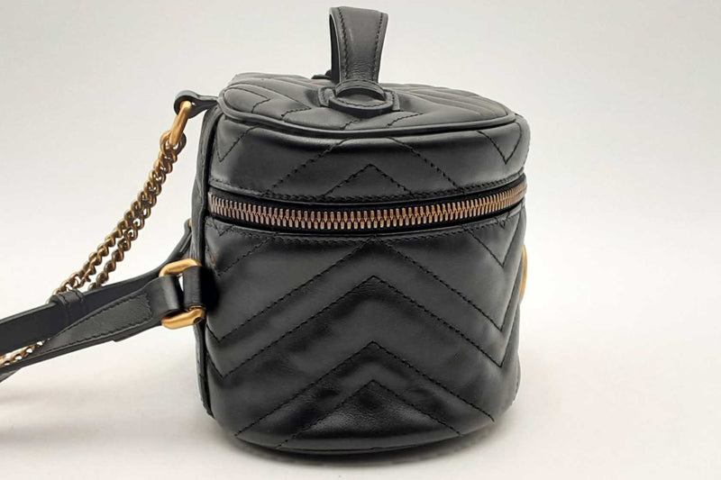 Gucci Gg Matelasse Marmont Round Black Leather Backpack Eb1224ixzsa