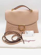 Salvatore Ferragamo Margot Gancini Embossed Leather Top Handle Bag Eb0626rxzsa