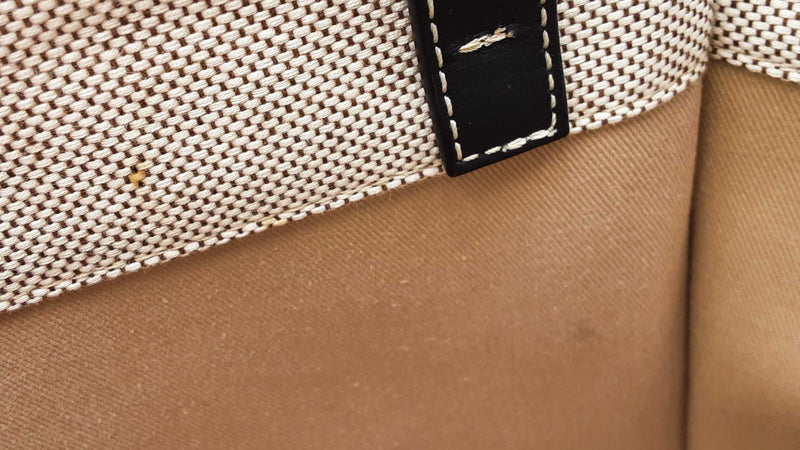 Chloe Woody Small Tote Bag In Beige Eco Linen & Navy Blue Leather Fw1125oordu