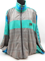 Dolce And Gabbana Gray Teal Blue Plaid Track Jacket Size 56 Do0826pxzde