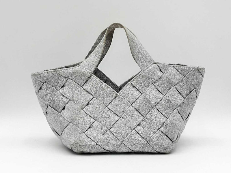 Bottega Veneta Intrecciato Silver Woven Canvas Mini Tote Bag Fw0225ozzdu