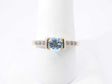 Blue Topaz & Cubic Zirconia Ring In 14k Yellow Gold. 3.8 Grams Size 8 Fw0126oxdu