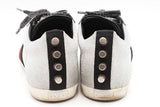 Gucci Silver Glitter Studded Web Sneakers Size 37.5 Eb0526lrxsa