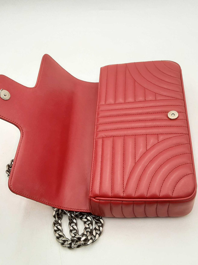 Prada Diagramme Quilted Red Leather Shoulder Bag Eb0125rxzsa