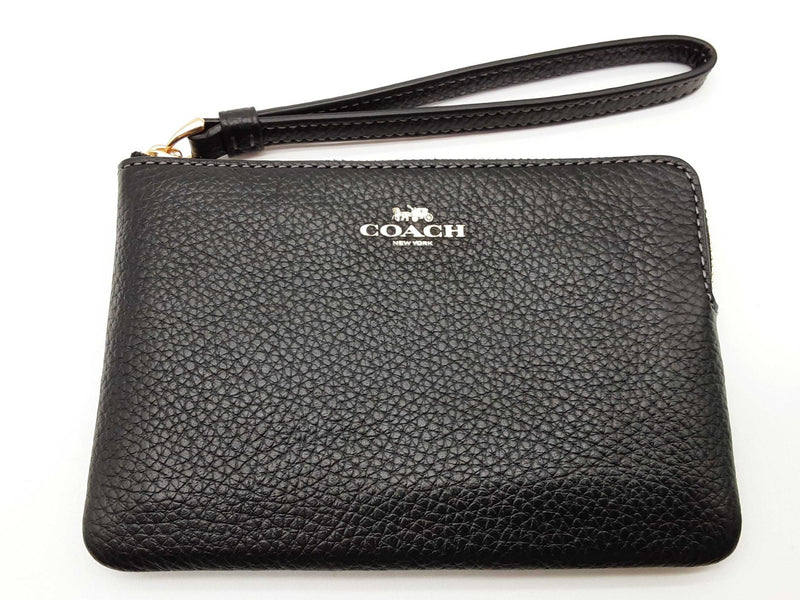 Coach Black Pebbled Leather Zipper Wristlet Do0325lrde