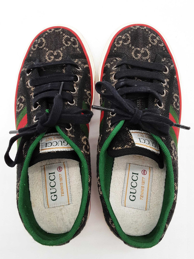 Gucci 606110 Tennis 1977 Black Gg Jacquard Denim Shoes Size Eu 35.5 Do0825lxzde