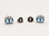 Blue Topaz 0.925 Sterling Silver 4.5g Necklace Stud Earrings Ensemble Do0925lide
