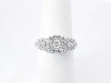 0.55 Cttw Diamond & 14k White Gold Three Stone Halo Ring 3.5g Size 7 Fw0926wordu