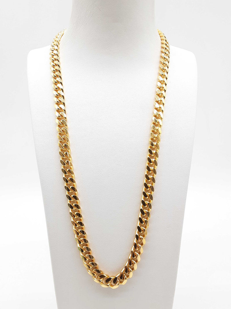 0.925 Sterling Silver Gold Plated Solid Cuban Link Chain 22 In Do0224lexde